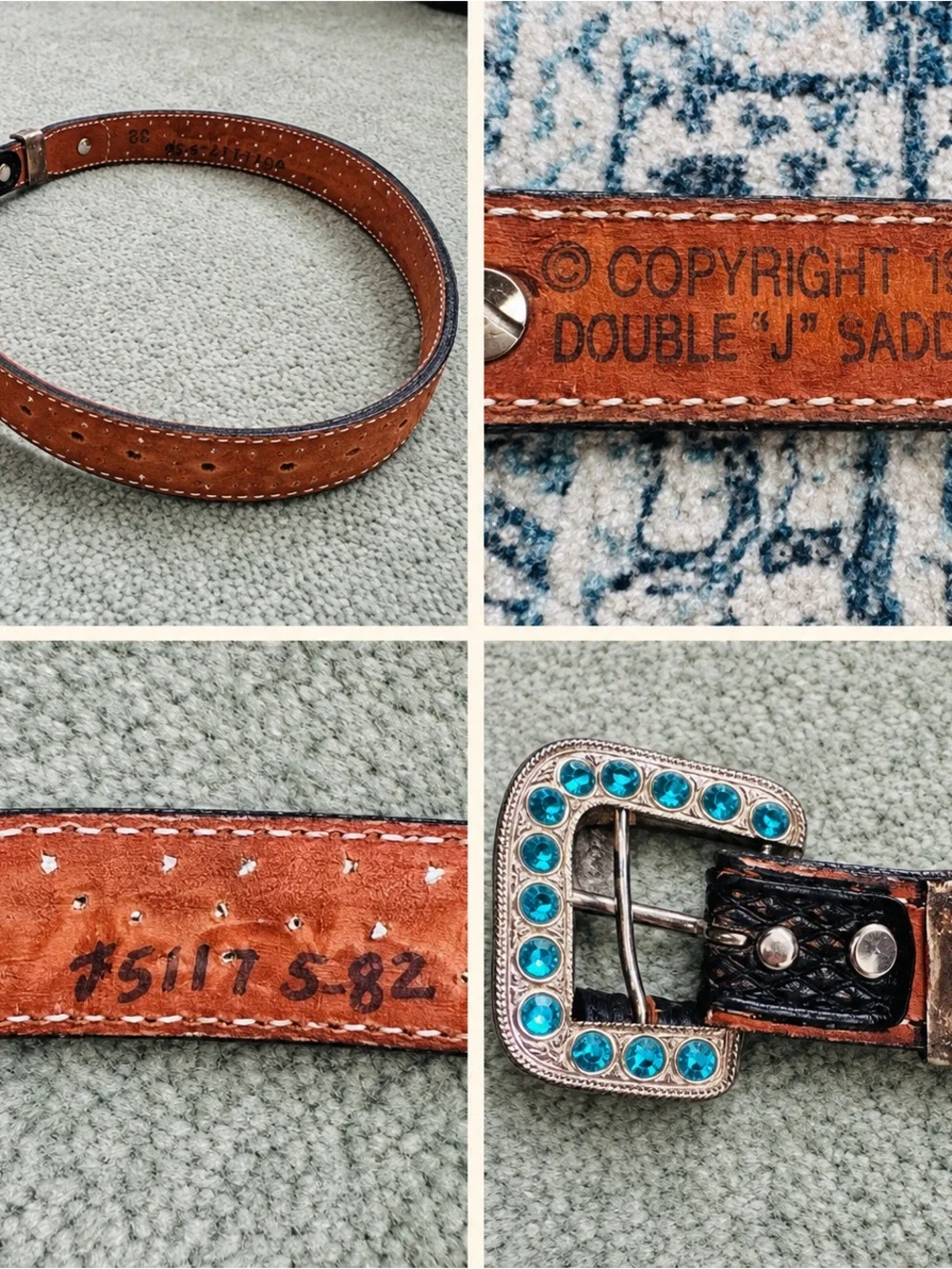 Double J Saddlery Hair-On Rhinestone Western Belt Size 32